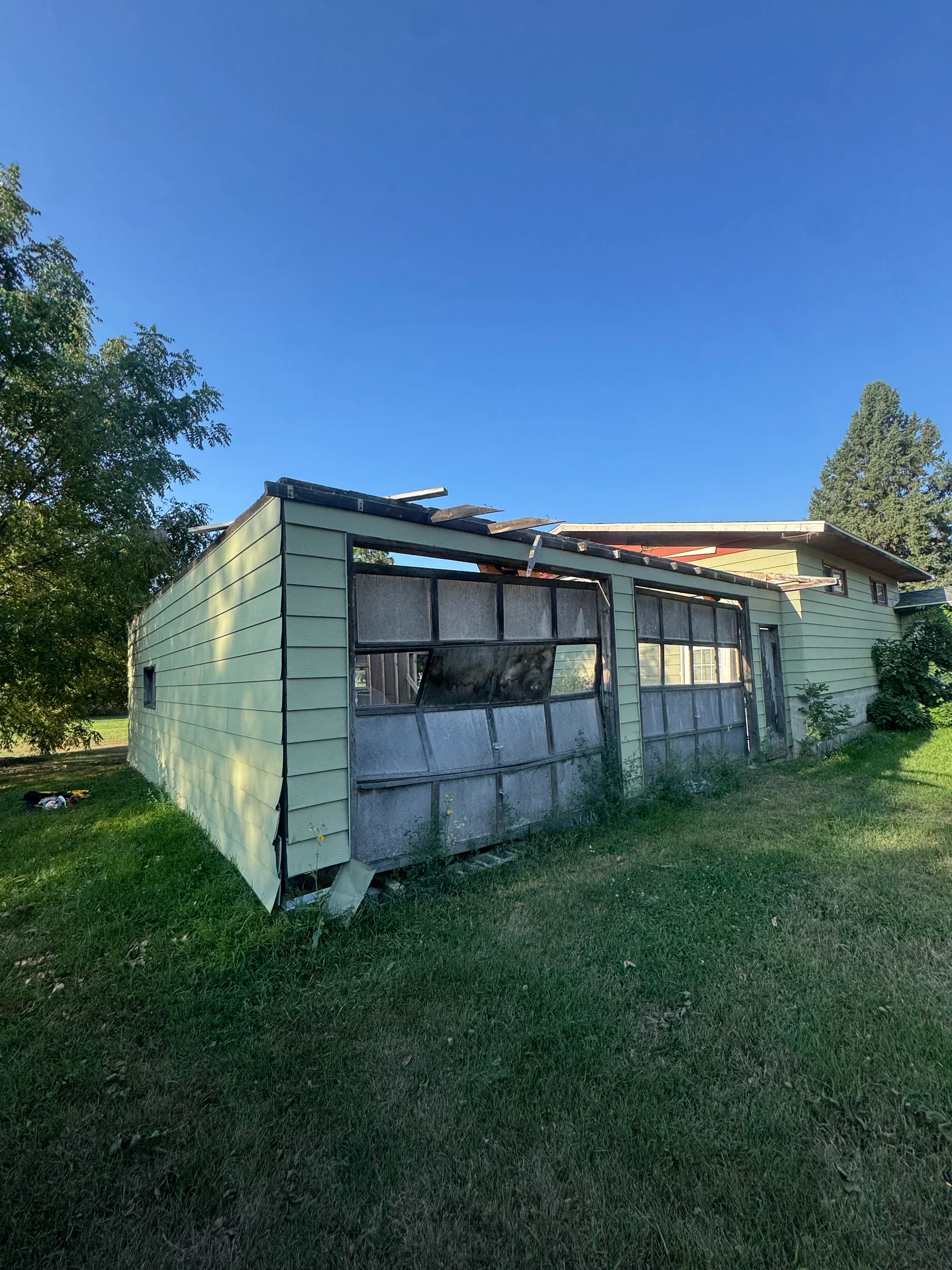 Garage demolition — before