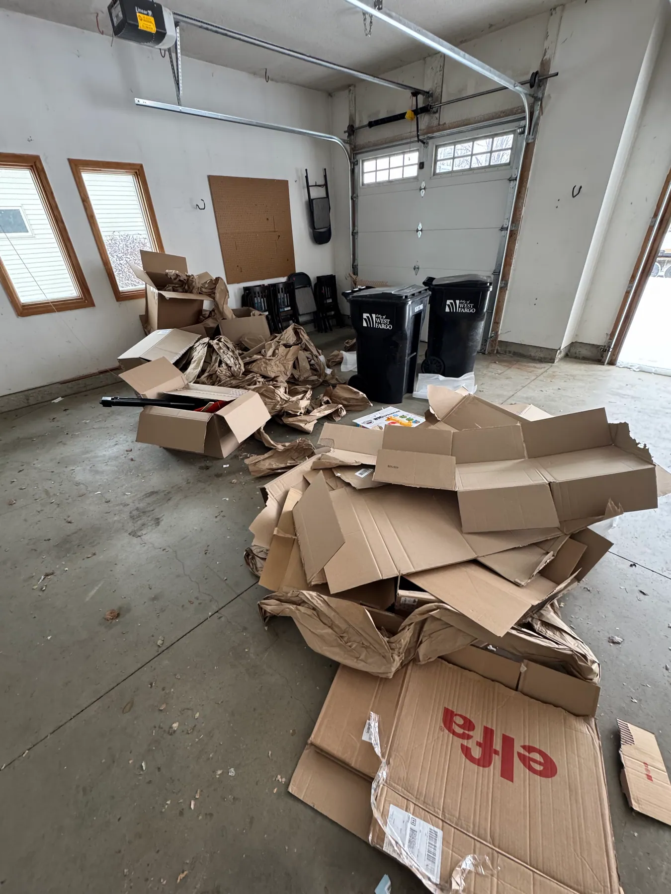 Garage packaging and lumber pickup — before