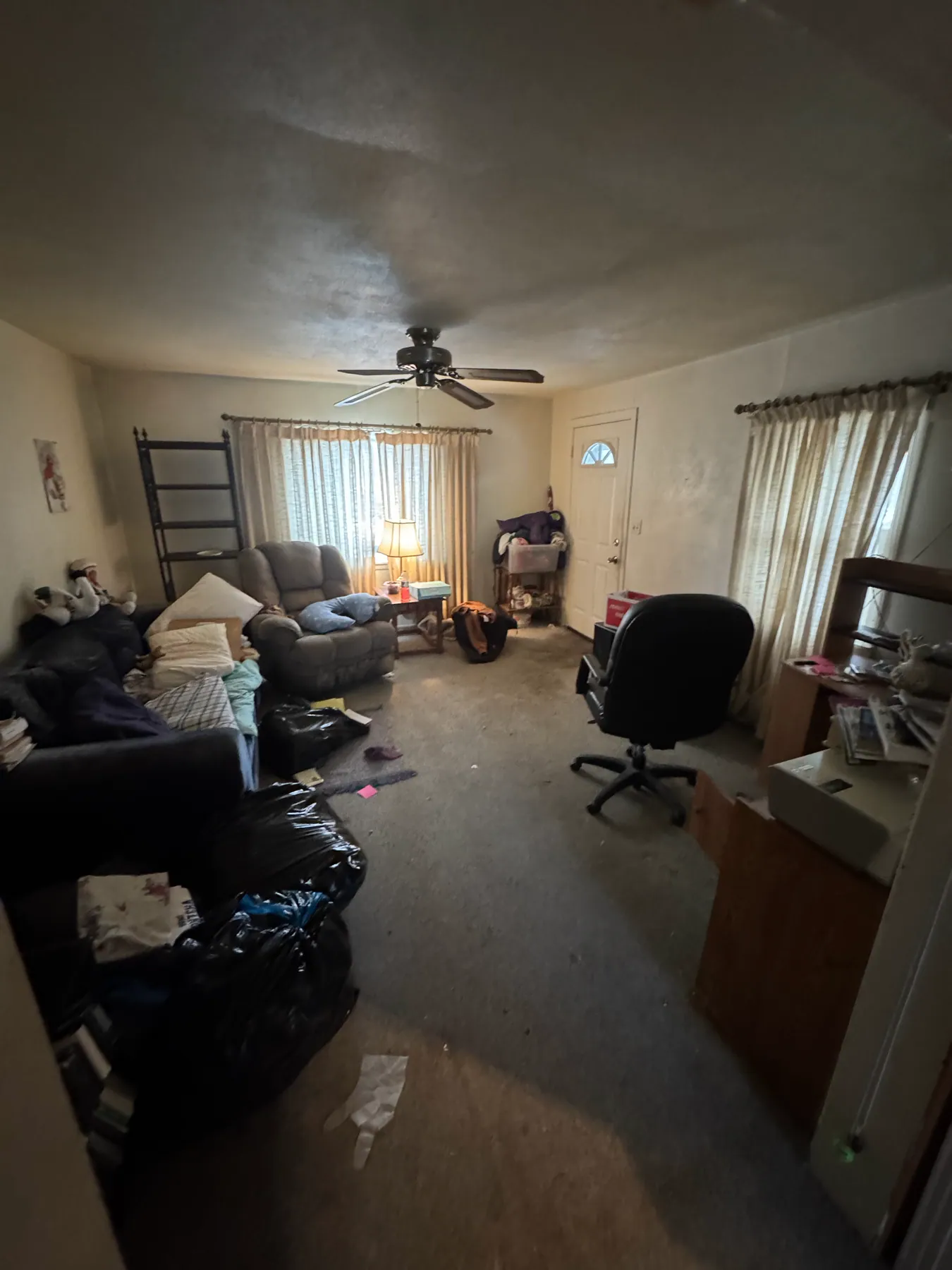 Living room furniture cleanout — before