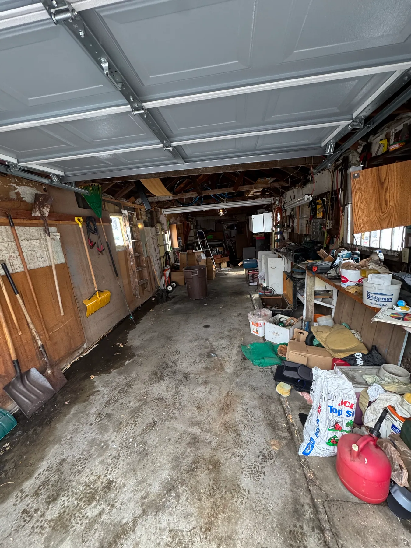 Garage storage cleanout — before