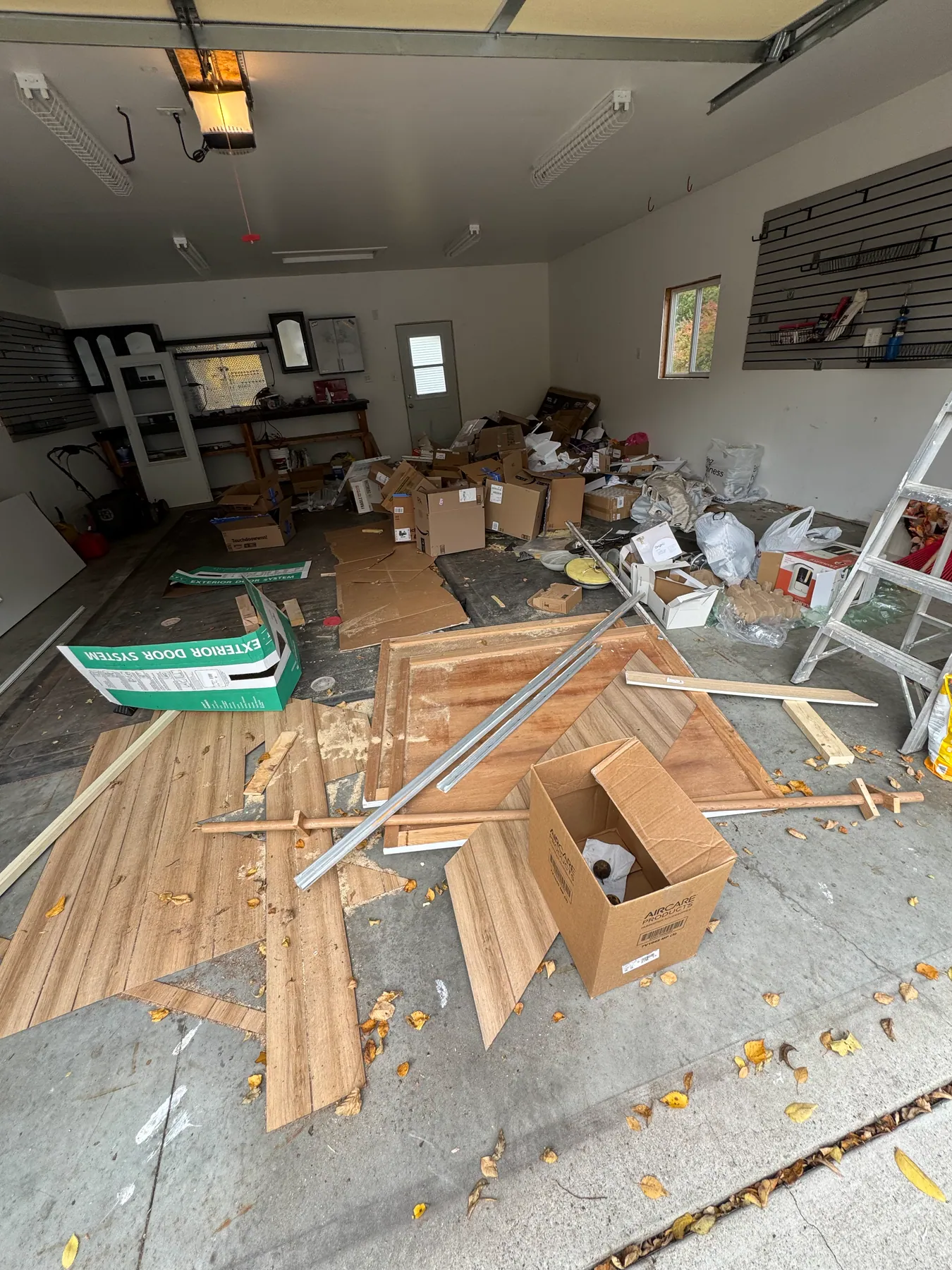 Garage debris cleanout — before