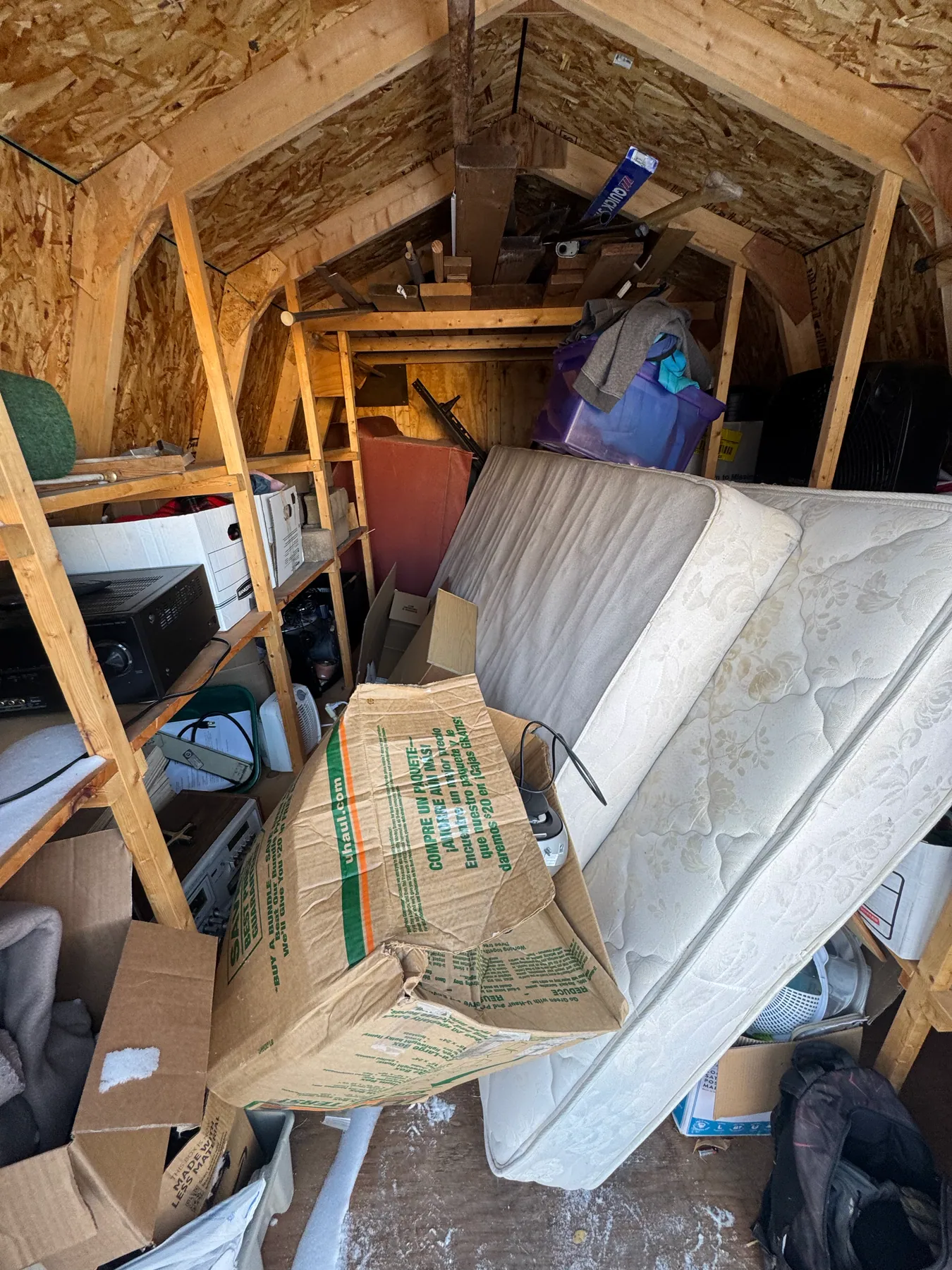 Bulky-item shed cleanout — before